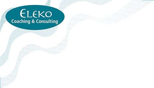 The Eleko Logo...an oval with the words Eleko Coaching and Consulting surrounded by waves